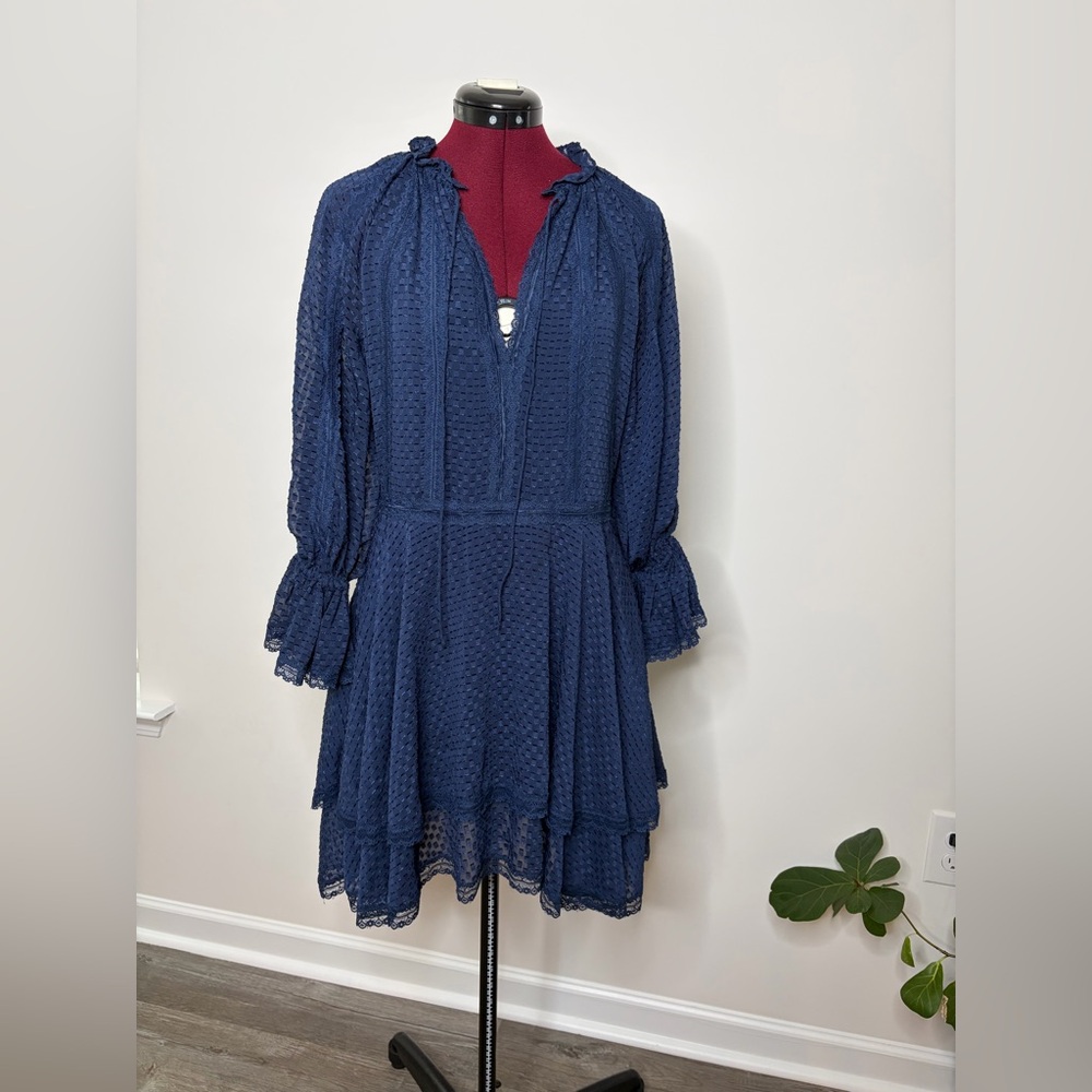 Alice + Olivia Navy Ruffled Dress